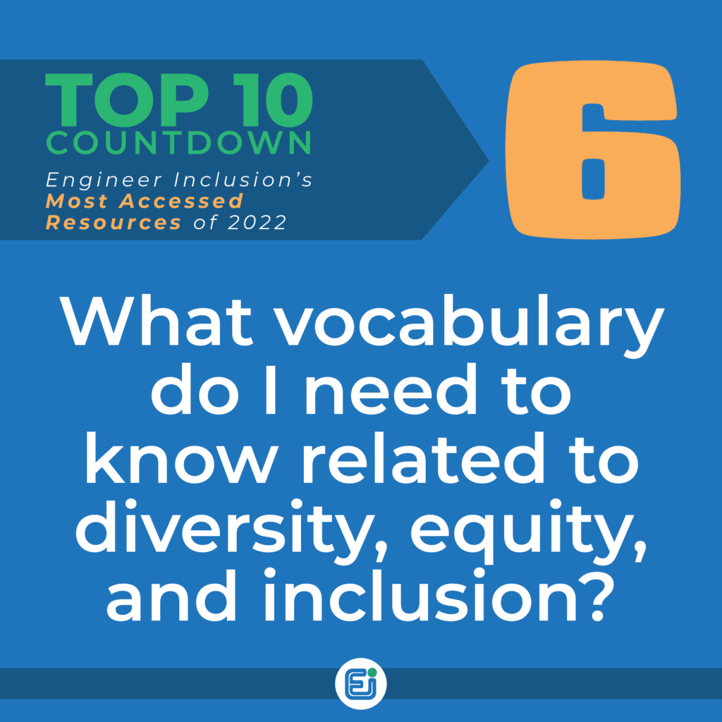 What vocabulary do I need to know related to diversity, equity, and inclusion? What's missing? What should I write about in 2023?
